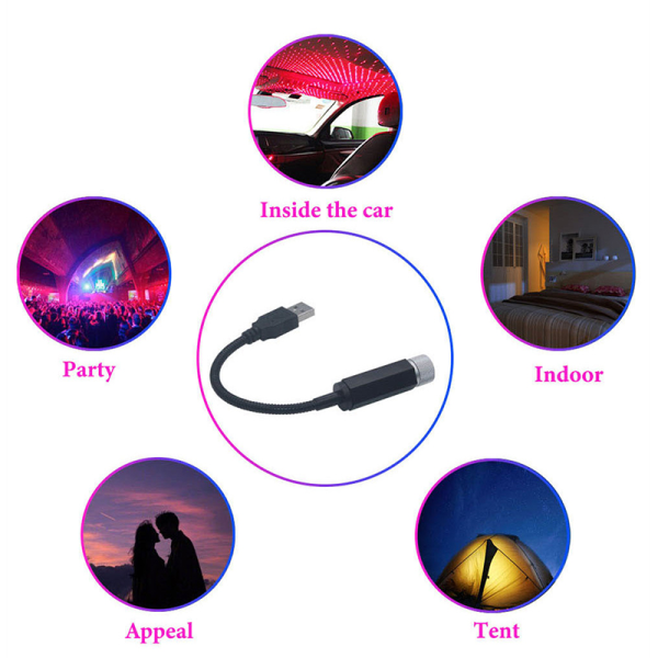 Romanttinen LED Starry Sky -yövalo 5 V USB -virtalähteellä Galaxy Star Blue One Size