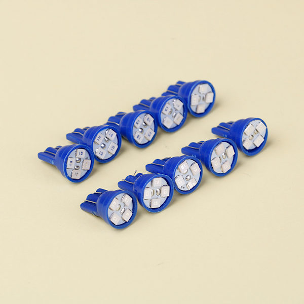 10 kpl T10 kiilasininen 4-SMD LED kojelaudan valo W5W 194 2825 gau Blue One Size