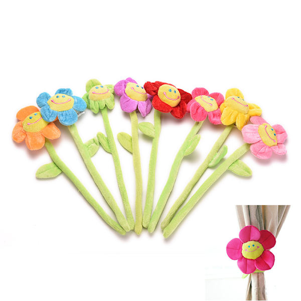 1 X Creative Cartoon Solsikke Gardin Clip Solblomst Buket Red one size