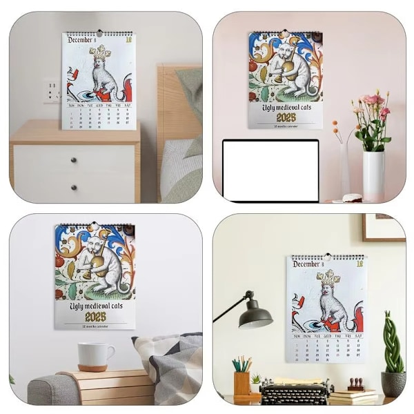2025 Merkelig Middelalderkatt Kalender - QuirkyArt Feirer Katter cat