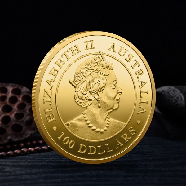 Guldpläterad australisk känguru 1OZ Elizabeth II Australien Souv A One Size