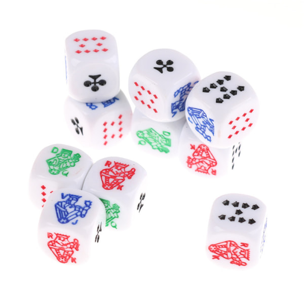 10 stk sekssidede pokerterninger til Casion Poker Card Liar's terninger G 0 0