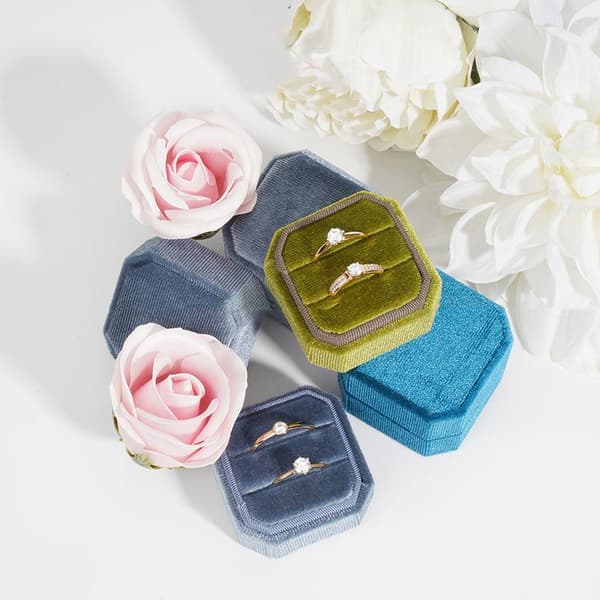 Sammet Ring Box Dubbel Ring Box Med Avtagbart Lock 2 Fack Okt A2