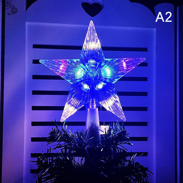 15cm Juletræ Top Lys Led Glødende Stjerne Lys Pentagram A1 one size