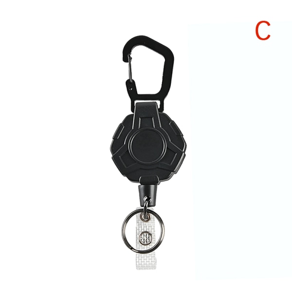 1 stk tilbagetrækkelig let-at-trække spænde Badge Reel Karabinhage Anti-L Black C