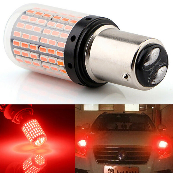 2Pc 1157 LED Röd Canbus 3014 144-SMD Bil Blinkers Bromsljus Red 2Pcs