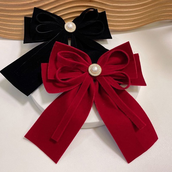 Elegant Fløyelsbue Hårklipp Båndsløyfe Hestehale Barrette H A2