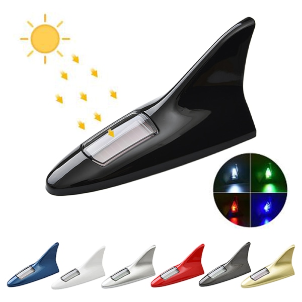 Universal LED Light Auto Shark Fin Antenni aurinkoenergialla Aut Silver Onesize