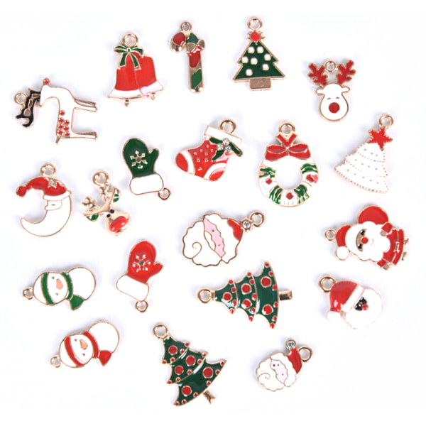 40 stk emaljelegering blandet jule charms vedhæng smykker DIY C Red 40pcs