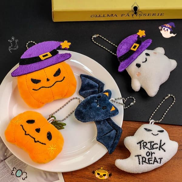 Halloween plys-nøglering til kvinder græskar spøgelse flagermus heksehat A3