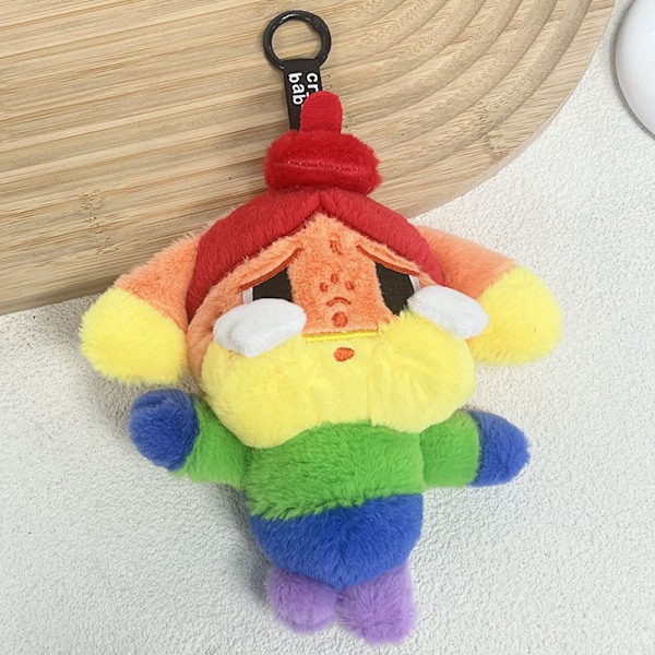 Pop Mart plysj vedhæng Rainbow Crybaby pige dukke nøglering nøgle R one size