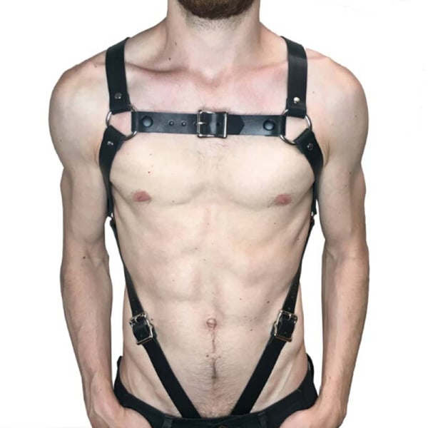 Menn Body Restraint Lær Sele Belter Stropper Seler Brac Black 80-100cm