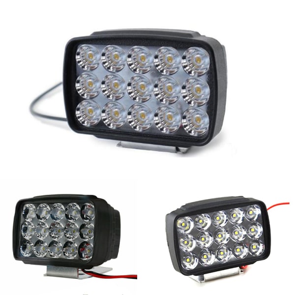 2Stk Motorsykkel Hovedlykt Spot Lys 15 LED 1000LM Motos ATV UT Black 2Pcs