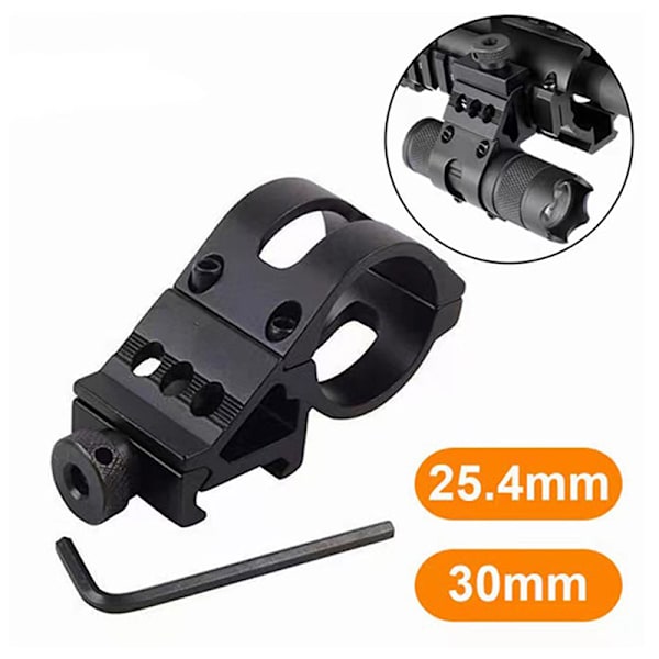25,4 mm/30 mm lommelygte diagonalt armbeslag Aluminiumslegering Flas Black 25.4mm