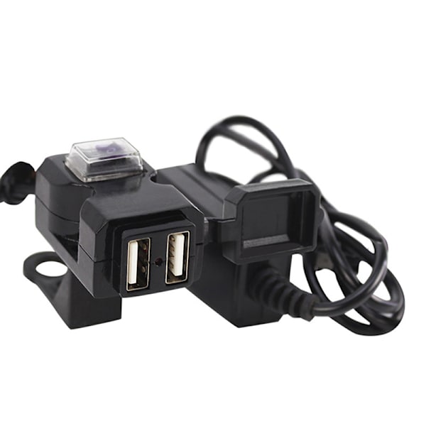 Vattentät Dual USB 12V Motorcykelstyre laddare uttag med Black One Size