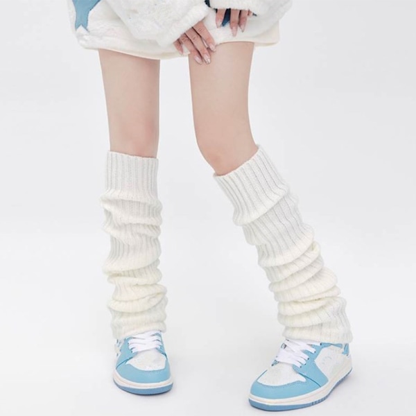 Lange sokker Kvinners Høst Vinter Benvarmere Strikket Foot Cove White ONESIZE