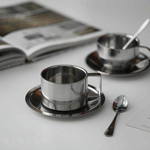 Kaffekopp Dubbellager Varmbeständig Kaffekopp Set Rostfri Silver A2