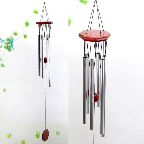 Stor Deep Tone Windchime Kapellklokker Vindklokker Utendørs Gard Silver one size