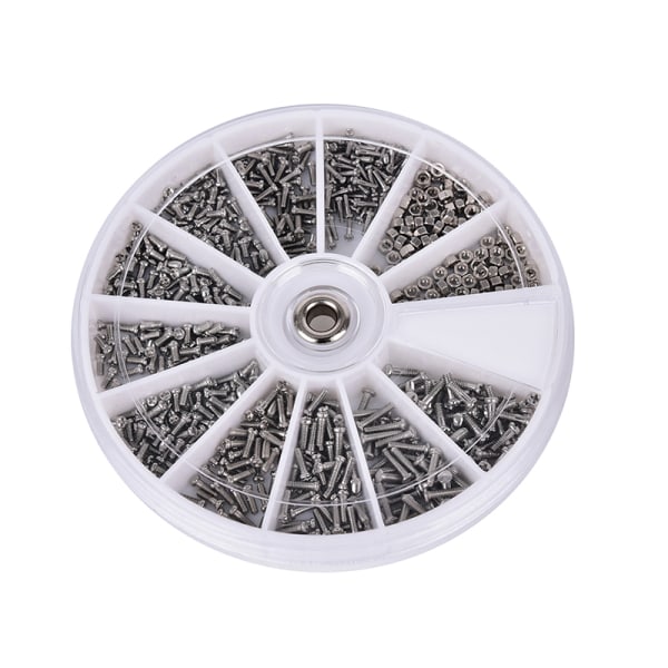600st diverse fästelement Skruvar för watch glasögon urmake Silver 600Pcs