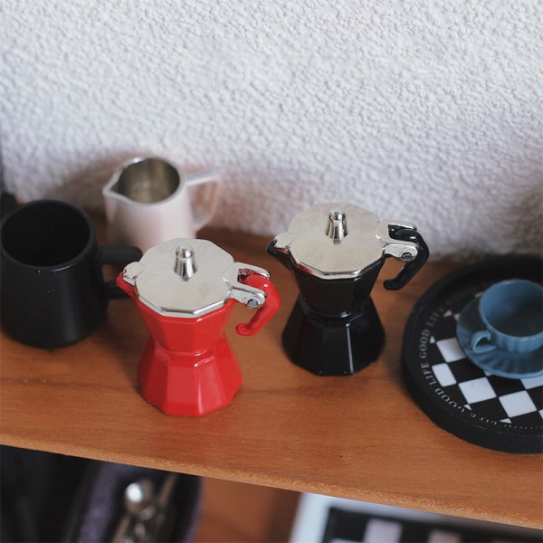 Miniature Scene Toy Simulation Mini Coffee Pot Dollhouse Coffee Red ONESIZE