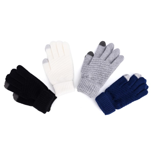 stickade Vinter Varma Ull Handskar Touch Handskar Man Dam Vinter Black One Size