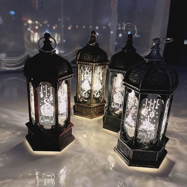 Eid Mubarak LED-vindlanterne Ornament Islam Muslim Party Decora silver onesize