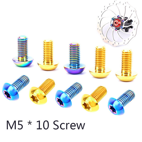 RISK 12PCS M5*10MM Pyörän levyjarrun roottorin kiinnityspultit TC4 Titan multicolor B