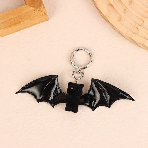 Halloween Flocking Lepakko Kissa Avaimenperä Söpö e Rusetti Helmi Avaimenperä B A3