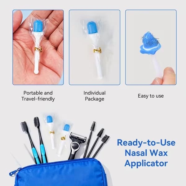 4/8/10 stk nesevoksstaver applikatorer engangs nesehårfjerner Blue 10PCS