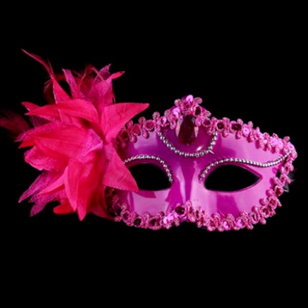 Sexy Diamond Venetian Mask Venezia Feather Flower Wedding Carniv Rose red onesize