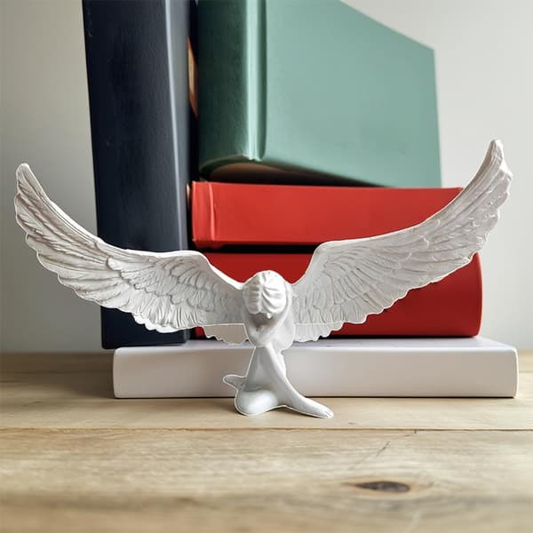 Englevingefigur Moderne 3D Omfavn Englevingeskulptur Eng White