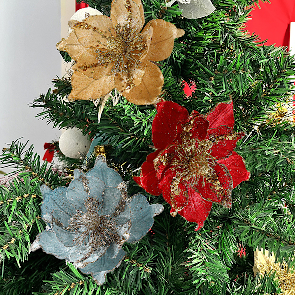 Glittrande Julblommornament till Trädet Champagne