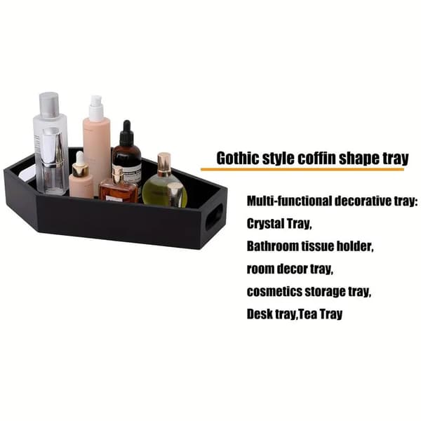 Gotisk Kisteformet Træ Opbevaringsboks Sort Kiste Makeup Org 1pc