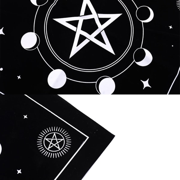 Tarots Pöytäliina Triple Moon Pentagrams Pagan Alttarikangas Flan Style 3 C
