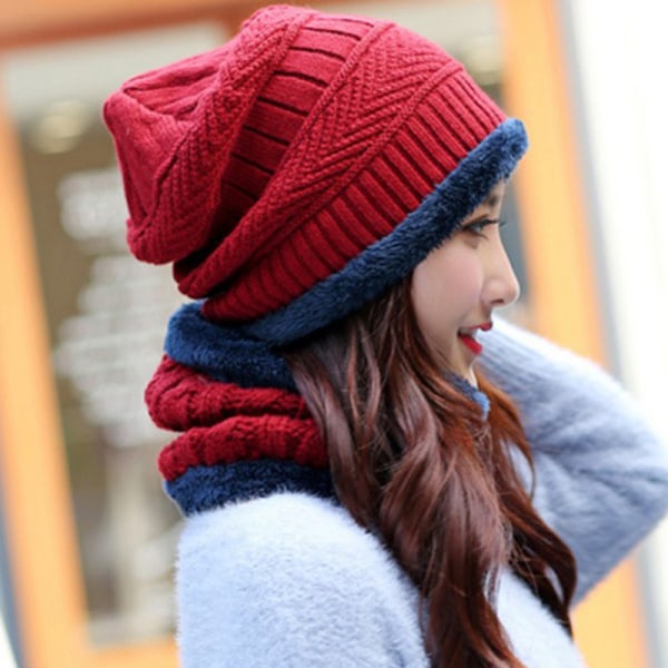 Menn Kvinner Vinter Varm Hekle Strikk Baggy Beanie Ull Skull Hat Red WR2