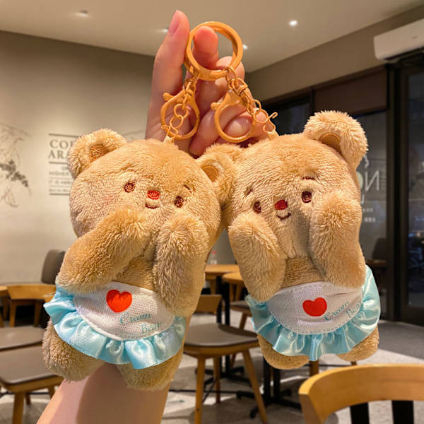 e Butter Bear Plyschdocka Leksak Söt Nyckelring Väska Hänge Brown ONE SIZE