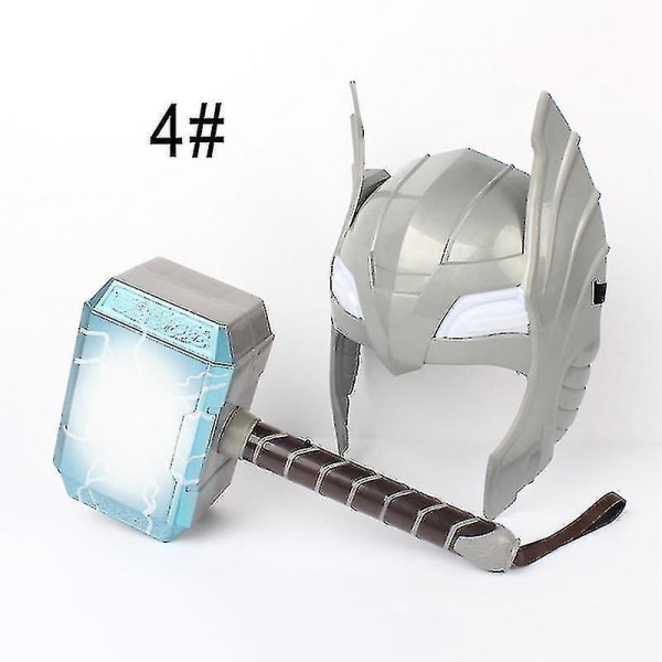 LED-upplyst Ljudande Thor-Hammarhjälm Mask Barn Cosplay Leksaker Actionfigur (FMY)