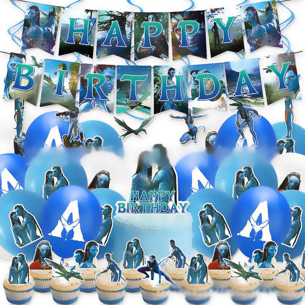 The Avatar The Way Of Water Tema Födelsedagsfest Tillbehör Set Ballong Banner Cake Toppers Kit Decor (FMY)