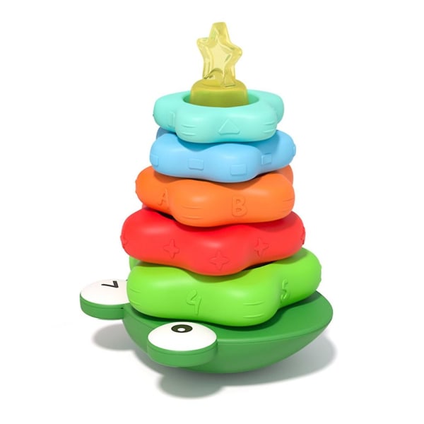 Fargerike tårnblokker rangle lekesett for 3 år gammelt leketøy Pedagogisk puslespillsett Stabling av musikalske gaver Festrekvisita (FMY)
