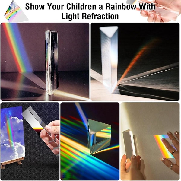 2 stk Klare Triangulære Prismer, 6 & 1 tommer Lengder Optiske Prismer for Undervisning i Lysspekter Fysikk og Fotografi Prisme (FMY) Transparent