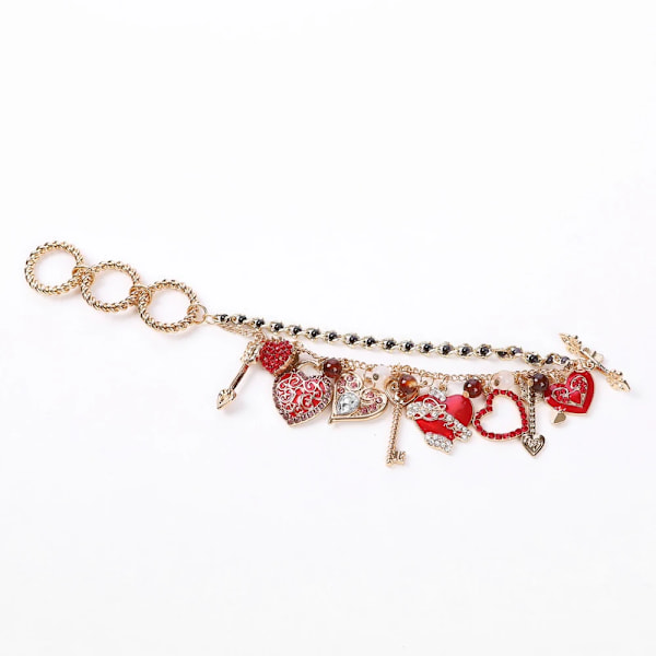Nyt Julearmbånd Sødt Rødt Kærlighedshjerte Rhinestone Indlagt Magisk Tryllestav Pil Af Kærlighed Perler Charms Armbånd Armring Smykker Gave(FMY) E-556