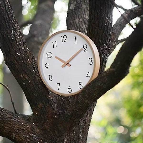 Hiljainen Sweep Solid Wood Literary Clock, Yksinkertainen Muotoilu, Pohjoismainen Puukello, Seinäkello (FMY)