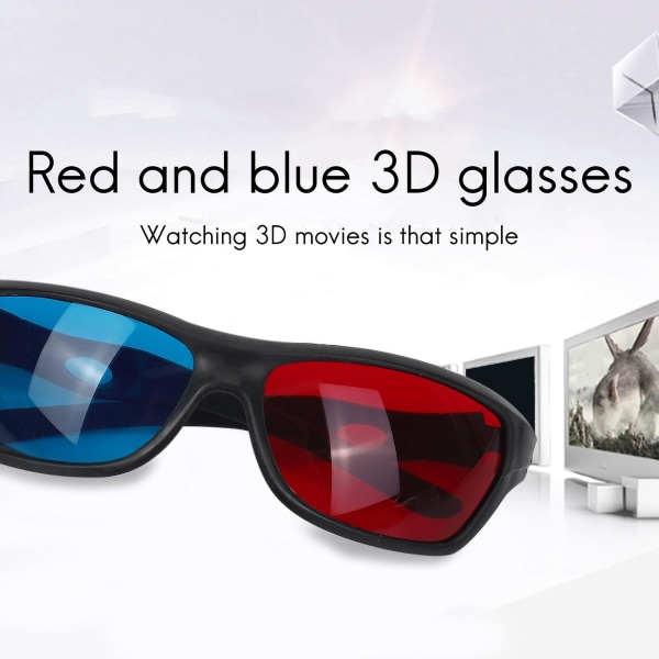 5x Røde og blå anaglyph dimensionelle 3d-briller til tv-filmspil Dvd  (FMY) Blue