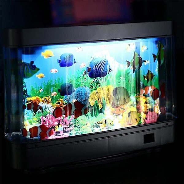 LED-akvarielampa med dynamisk virtuell havsdelfin, konstgjord tropisk landskapsnattlampa, söt Roo (FMY) As shown