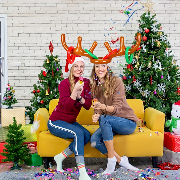 2 Sarjaa Ilmapalloreindeer Antlers Peliä, (2 Ilmapalloreindeer Antlers, 8 Reindeer Ring Tosses) Ilmapalloreindeer Antlers Hat with Rin  (FMY) 2pcs Antlers