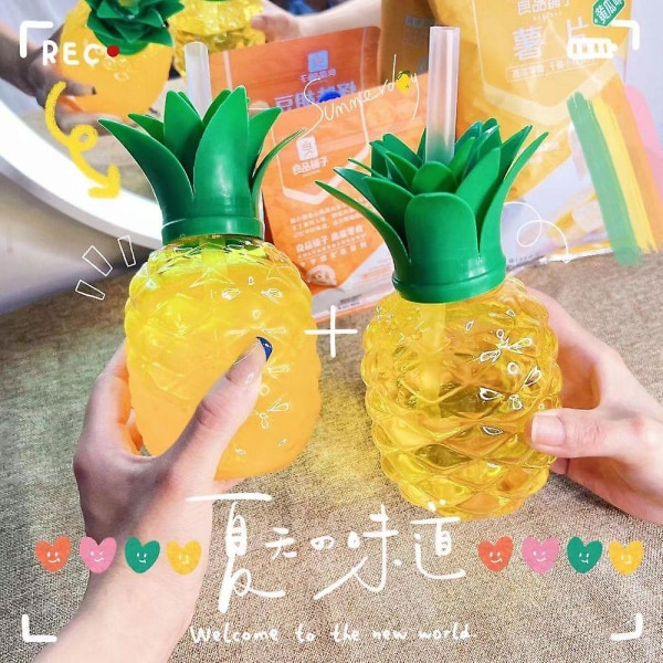 1 stk 500 ml ananasformet juiceflaske Søt og unik design minimerer søl, per (FMY) Yellow 1 pc
