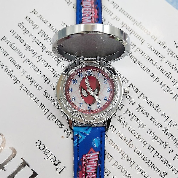 Marvel Avengers Superhjälte Iron Man Captain America Kvartsur Kids Flip Case Klocka Present (FMY) Spider-Man