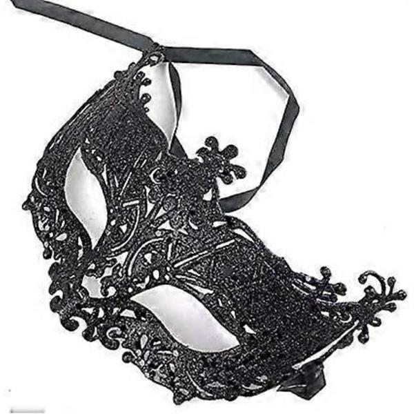 Venetiansk Svart Filigran Maskeradeball Maske Festdrakt Jul (FMY) black As shown