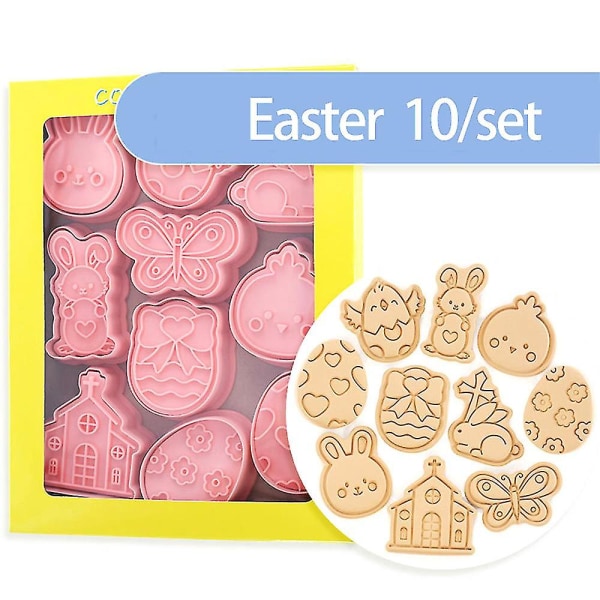 10 stk Påskekanin Kakeformer Cartoon Påske Egg Kyllinger Sommerfugl Kjeks Fondant Baking Mold  (FMY)