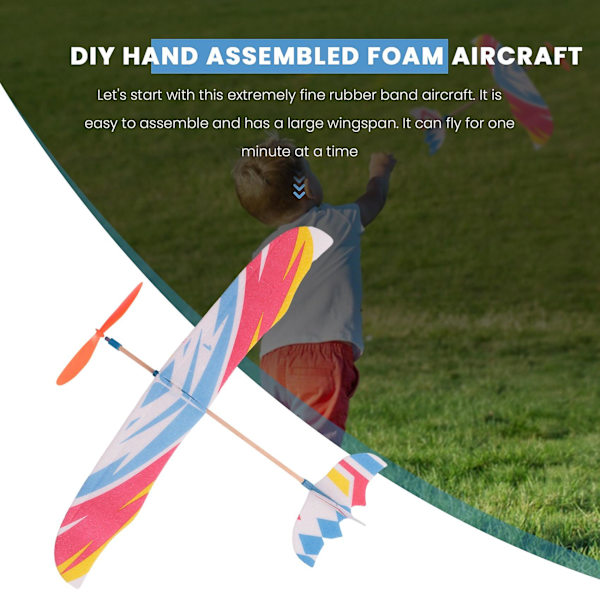Elastisk gummibanddriven DIY skumflygplanmodell byggsats flygplan pedagogisk leksak Storbritannien (FMY) White